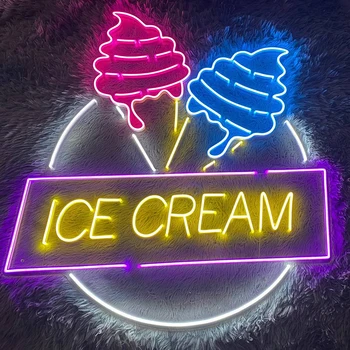 Fagylalt Neonreklám Étterem Konyhába Led Egyéni Fagyizó Wall Art Dekoráció Neon Lámpa, Lámpák