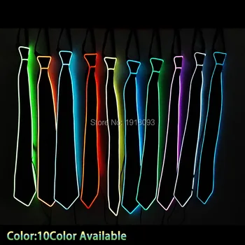 Magas minőségű, 10 Szín áll Rendelkezésre Világító EL Nyakkendő LED Szalag nyakkendő Neon Nyakkendő világít az Akkumulátor Férfi Esküvői Ajándék