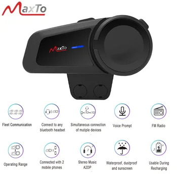 MAXTO M2 Vízálló Motoros Bukósisak Headset 6 Versenyző Csoport azt mondja, Kaputelefon Bluetooth5.0 FM Rádió Egyetemes Párosítás Funkció