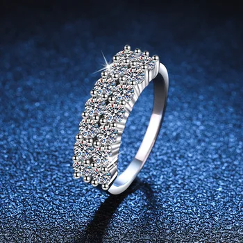 Tele 1.40 ct Tiszta Moissanite Gyűrűk Női Luxus 925 Sterling Ezüst Gyönyörű Esküvői Zenekarok Gyűrű Finom Ékszerek, GRA